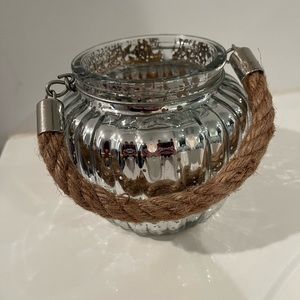 Silver glass candle holder